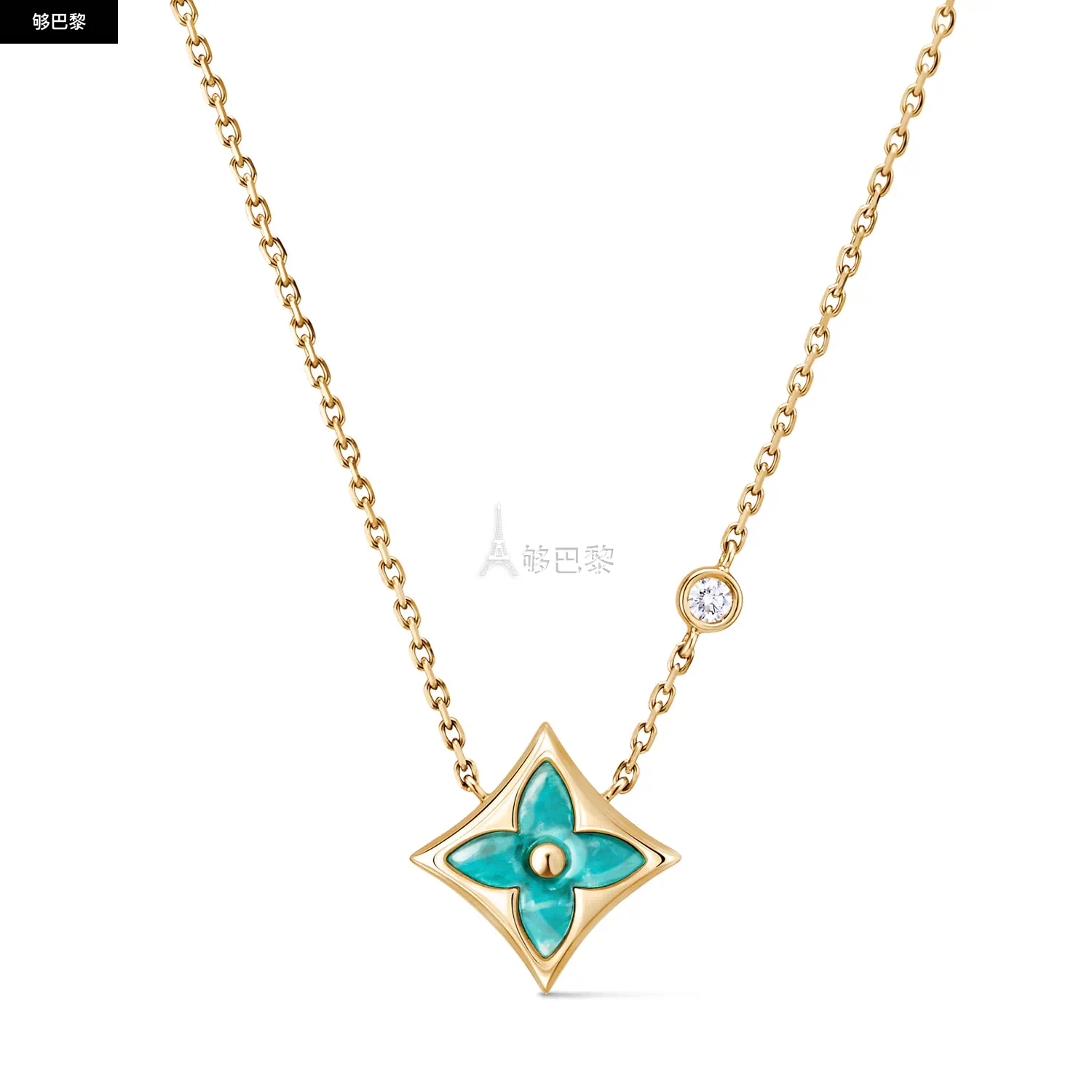 商品Louis Vuitton|【预售】 LV路易威登 25春夏 女士 项链 COLOR BLOSSOM BB STAR 18K 金（黄色）天河石钻石项链 Q03276 ,价格¥26882,第2张图片详细描述