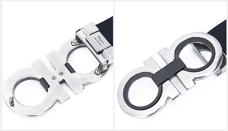 商品Salvatore Ferragamo|Salvatore Ferragamo 菲拉格慕 男士黑色牛皮银色板扣腰带 67-9765-0672435【包装随机,部分无包装盒】,价格¥2562,第9张图片详细描述