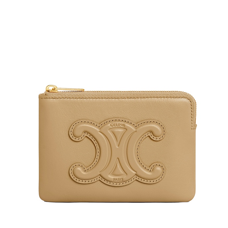 商品Celine|【包税】CELINE/赛琳 22新款 女士橄榄色光滑牛皮革拉链锁闭零钱卡片包10C663DR8.31OV,价格¥3152,第2张图片详细描述
