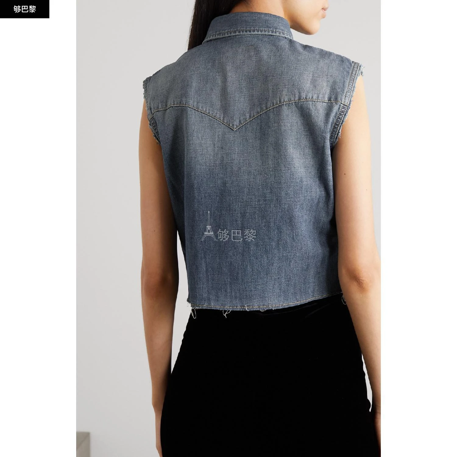 商品Yves Saint Laurent|包邮包税【预售7天发货】 YSL圣罗兰SAINT LAURENT 23秋冬 女士 马甲 磨边牛仔马甲 38063312419756657 694551Y02TA4372 ,价格¥4798,第7张图片详细描述