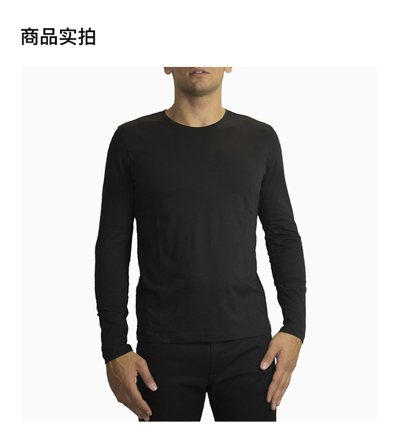 商品[国内直发] Hugo Boss|HUGO BOSS 男士黑色棉质长袖T恤 LEO80-50271298-001,价格¥477,第4张图片详细描述