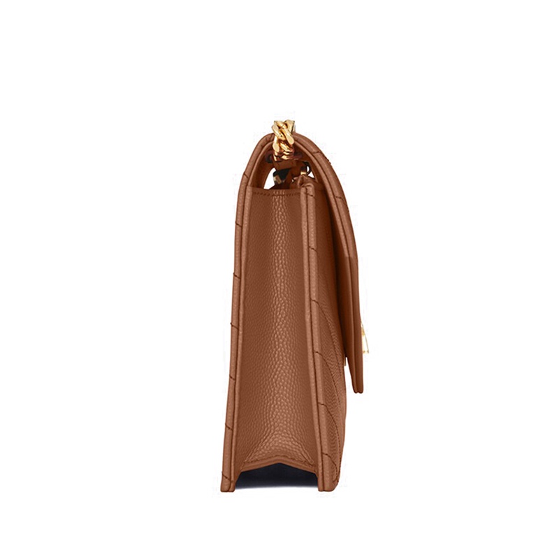 商品Yves Saint Laurent|SAINT LAURENT PARIS/圣罗兰深自然色粒面压花皮革金属链条斜挎信封包,价格¥8261,第4张图片详细描述