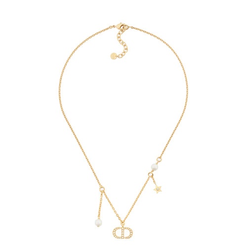 商品Dior|【包税】Dior/迪奥 22春夏新款PETIT CD系列 女士金色饰面金属饰白色树脂珠CD星星项链 N1673PTCCY_D301,价格¥4491,第2张图片详细描述