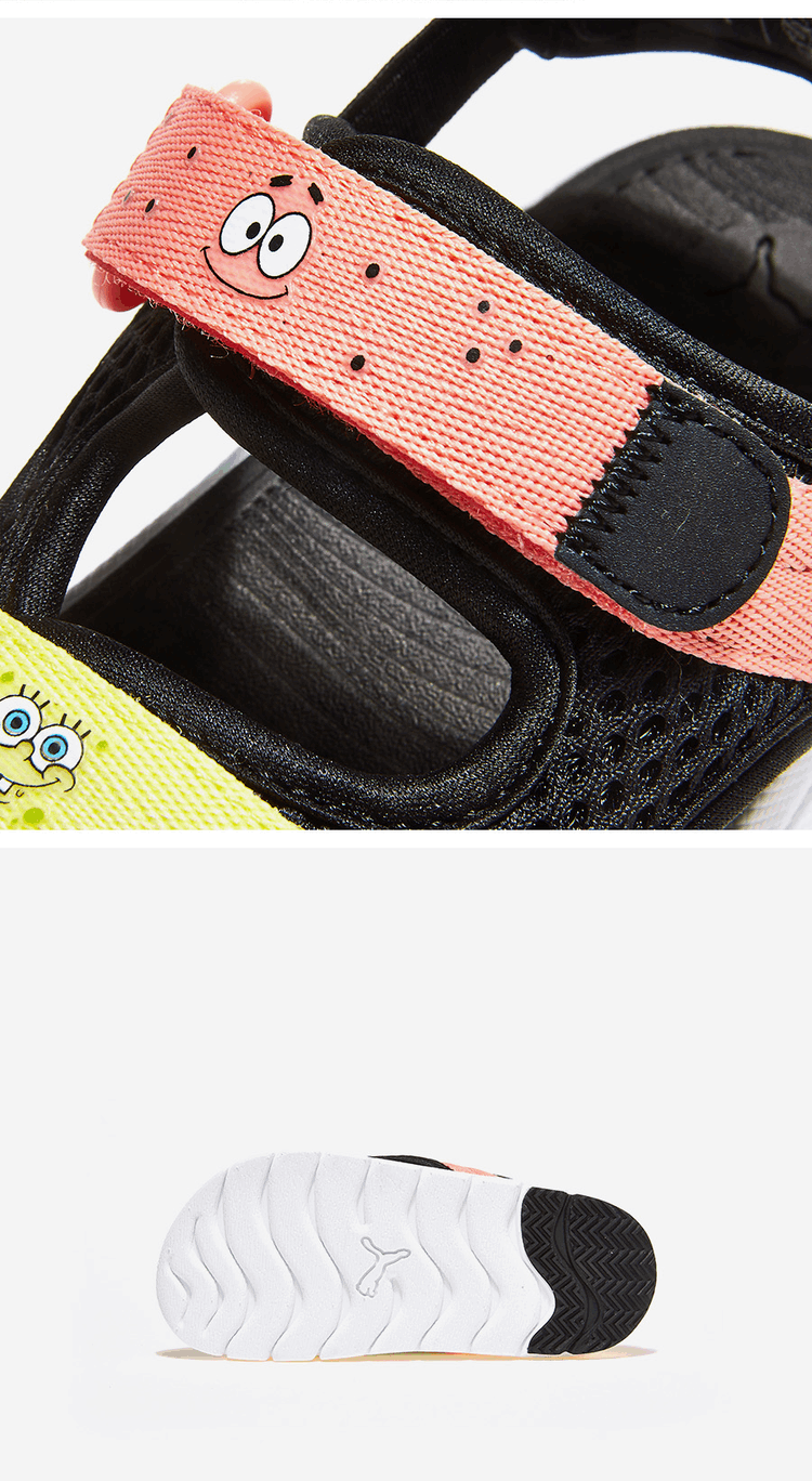 商品Puma|【Brilliant|包邮包税】彪马 Puma Evolve Sandal Spongebob PS 儿童  凉鞋 沙滩鞋 运动凉鞋 拖鞋  PKI39118901 PUMA Black-Rose Dust-Lucent Yellow-PUMA,价格¥300,第3张图片详细描述