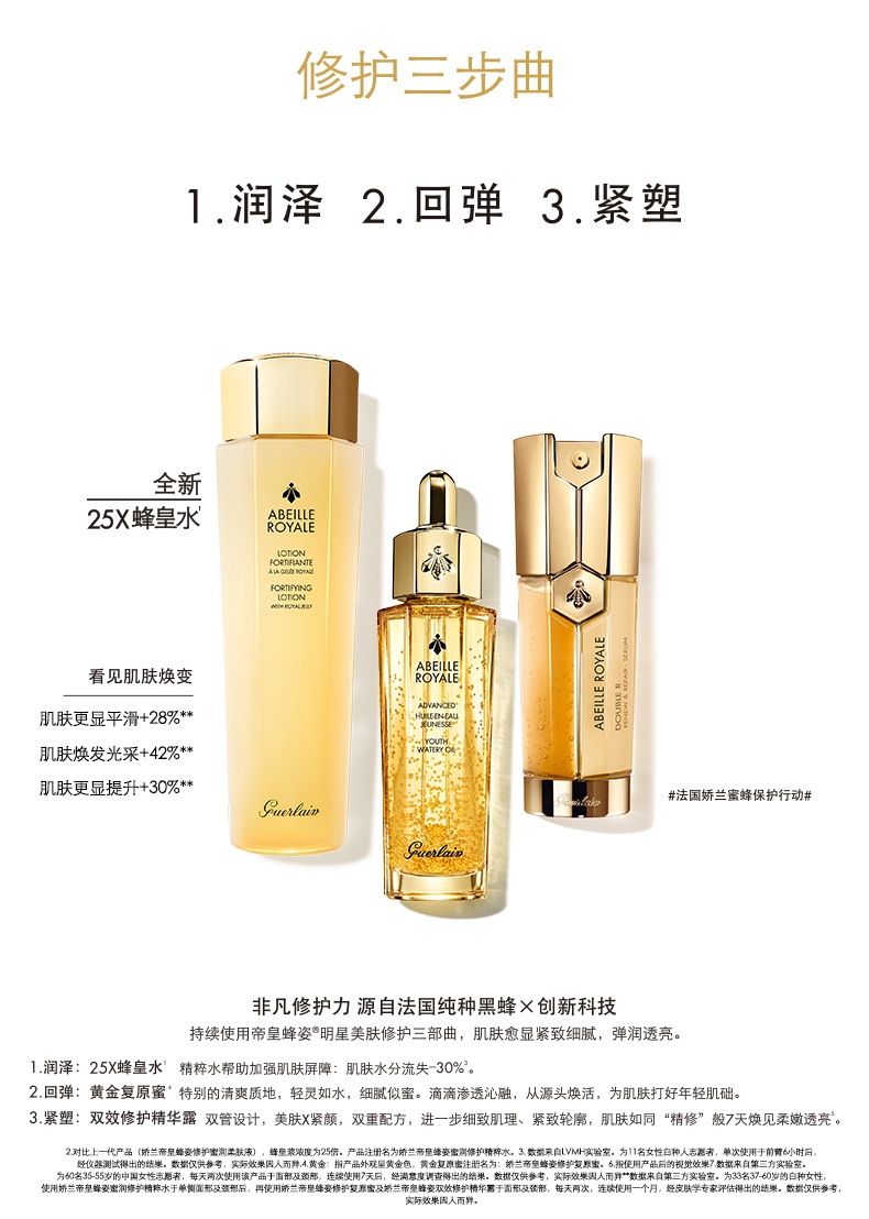 商品Guerlain|娇兰 帝皇蜂姿蜜润修护精粹水 150/300ml 补水保湿修护 7天焕见 细嫩透亮,价格¥398,第3张图片详细描述