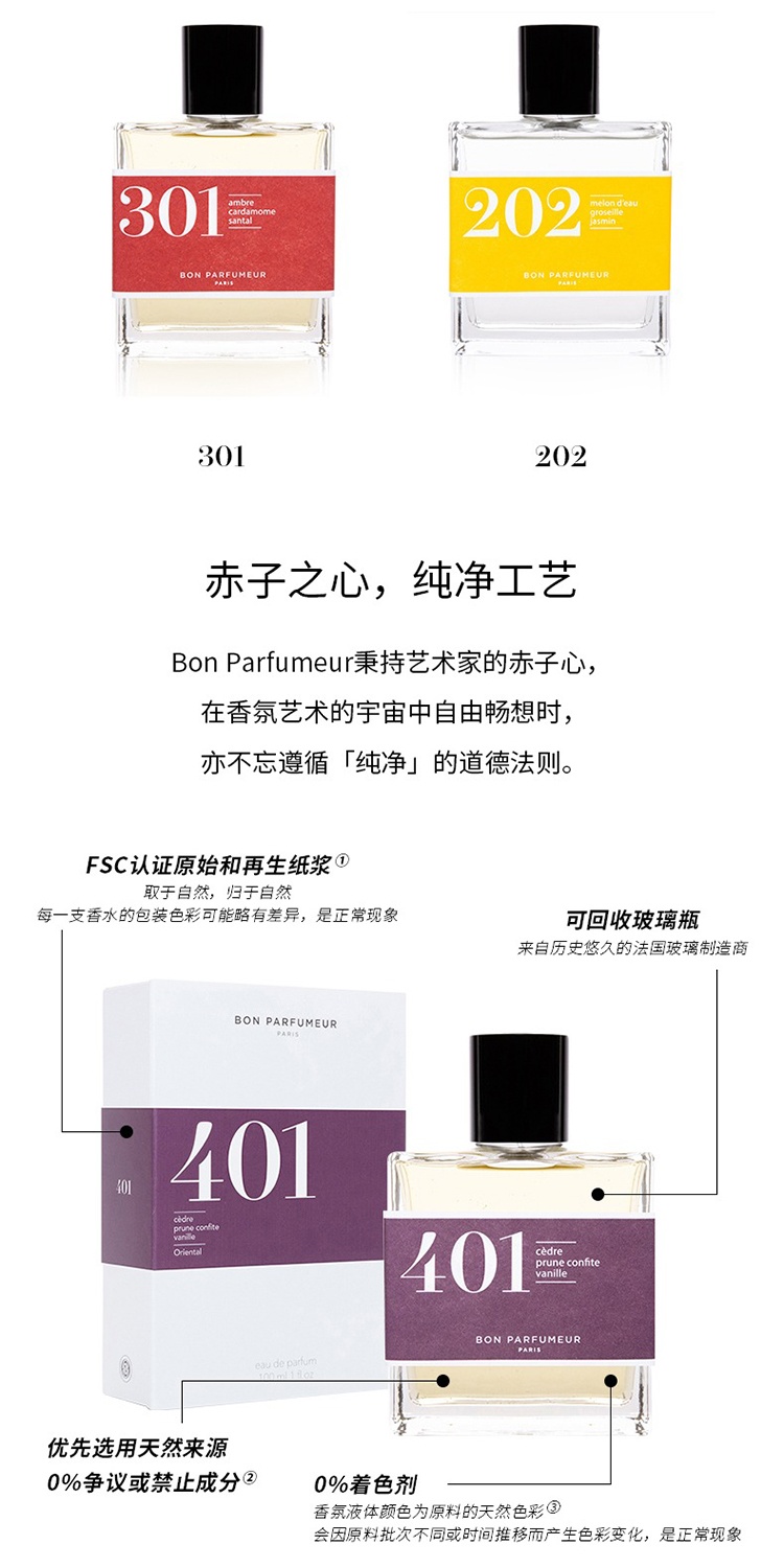 商品Bon Parfumeur|Bon Parfumeur柏氛401浓香水「酸甜俏皮蜜饯」15-30-100ml 东方调,价格¥192,第8张图片详细描述