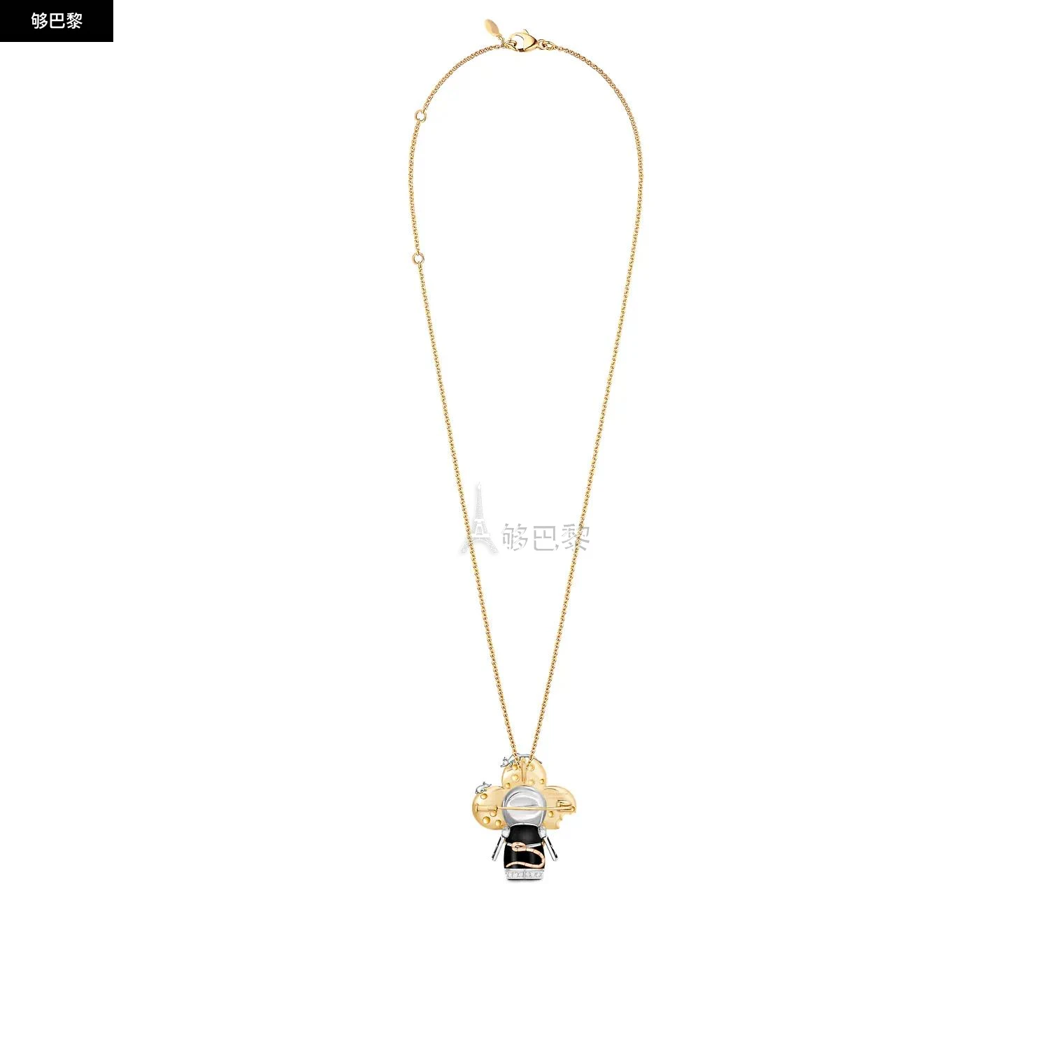商品Louis Vuitton|【预售】 LV路易威登 24秋冬 女士 吊坠 VIVIENNE RAT 18K 金漆光钻石彩色宝石项链 Q93972,价格¥449756,第3张图片详细描述