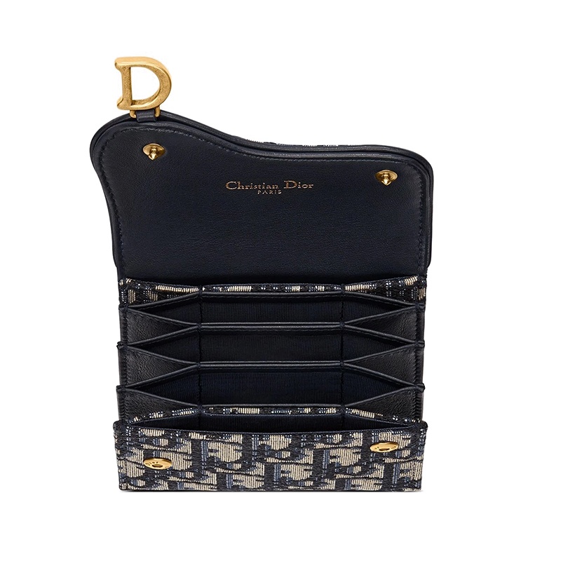 商品Dior|迪奥 蓝色老花提纹老花拼蓝色皮革风琴卡包 S5644CTZQ_M928,价格¥3185,第2张图片详细描述