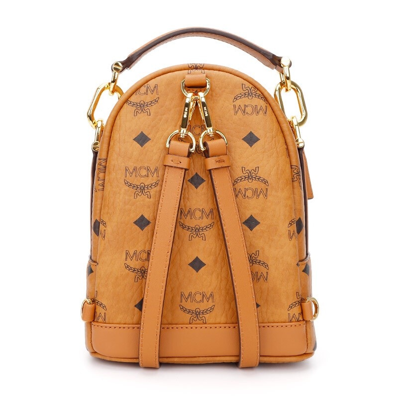 商品[国内直发] MCM|MCM 女士Partricia Visetos系列干邑色人造革配牛皮革迷你手提单肩双肩背包 MWKBSPA01CO001,价格¥4416,第7张图片详细描述