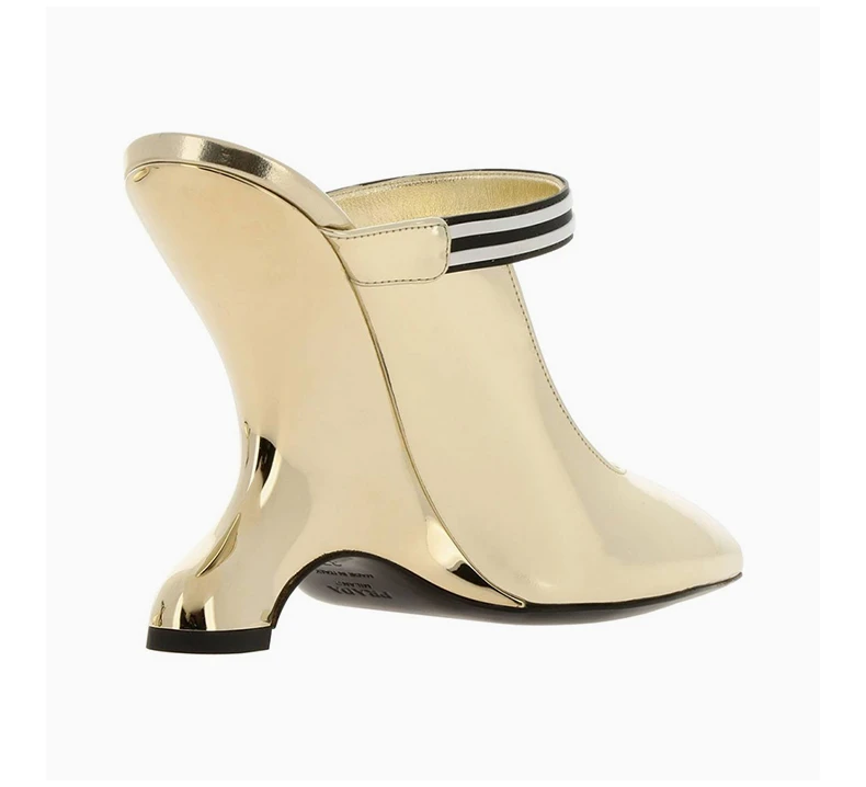 商品Prada|PRADA 女士金色皮革高跟鞋 1I464L-3AU1-F0846,价格¥3835,第6张图片详细描述