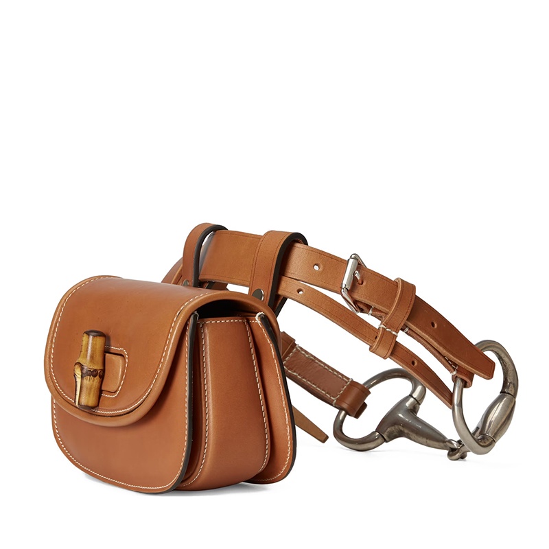 商品Gucci|GUCCI/古驰 22春夏新款 女士迷你棕色皮革多功能迷你腰包手提单肩竹节包681137UN5AN2176,价格¥19269,第3张图片详细描述
