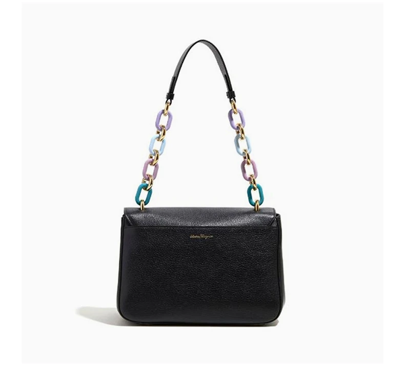 商品[国内直发] Salvatore Ferragamo|Salvatore Ferragamo 菲拉格慕 女士黑色牛皮单肩包 21-G843-684505,价格¥6776,第5张图片详细描述
