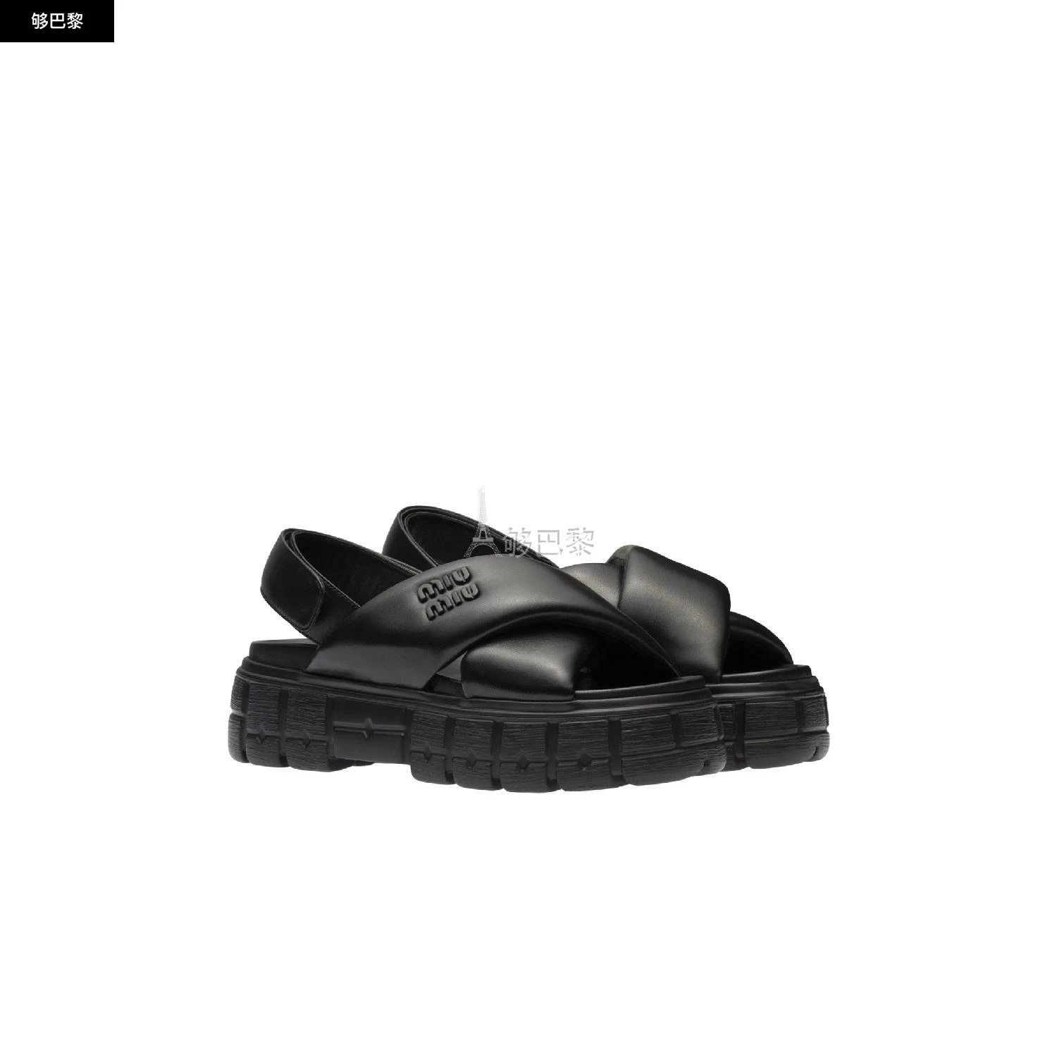 商品Miu Miu|包邮包税【预售7天发货】 MIUMIU缪缪 23秋冬 女士 厚底鞋 Sandales sportives en cuir nappa 5X879D_77F_F0002_F_050,价格¥6729,第3张图片详细描述