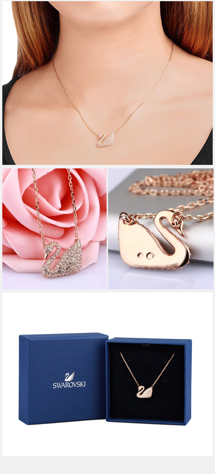 商品Swarovski|SWAROVSKI 玫瑰金色女士项链 5121597,价格¥515,第15张图片详细描述