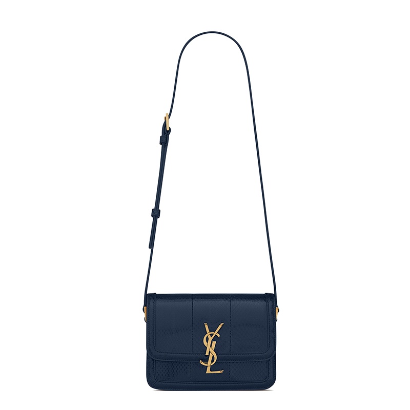 商品Yves Saint Laurent|SAINT LAURENT PARIS/圣罗兰 YSL 21新款 SOLFERINO系列 女士小号深海军蓝水蛇皮YSL旋转扣单肩斜挎手提包,价格¥22553,第2张图片详细描述