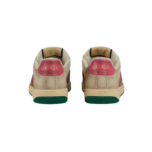 商品Gucci|现货 古驰 screener系列 经典款 女士米色GG帆布绿色红色织带绿皮革细节复古休闲运动鞋脏脏鞋5704439Y9209665,价格¥6917,第2张图片详细描述