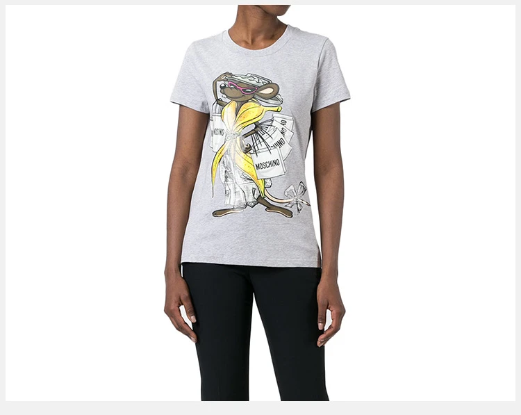 商品[国内直发] Moschino|Moschino 莫斯奇诺 女士灰色圆领纯棉短袖T恤 A0701-9140-1485,价格¥672,第8张图片详细描述