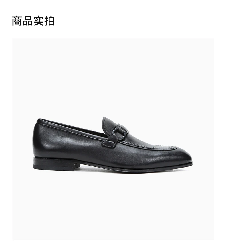 商品Salvatore Ferragamo|SALVATORE FERRAGAMO 男士黑色AUSTIN系列牛皮GANCINI莫卡辛鞋皮鞋 0705680,价格¥3202,第4张图片详细描述