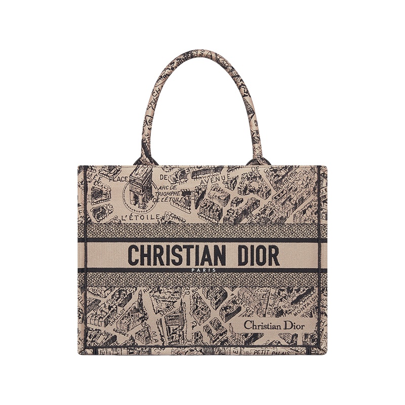 商品Dior|迪奥 23新款 BOOK TOTE女士中号米色Plan de Pari刺绣图案手提包 M1296ZOMP_M918,价格¥22704,第2张图片详细描述