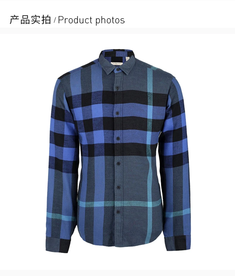 商品[国内直发] Burberry|BURBERRY 灰蓝色男士衬衫 3930300,价格¥2252,第4张图片详细描述