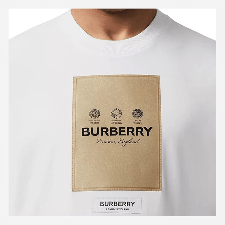 商品Burberry|【现货】博柏利新款 男士白色纯棉标签贴花短袖T恤衫80575291,价格¥4780,第4张图片详细描述