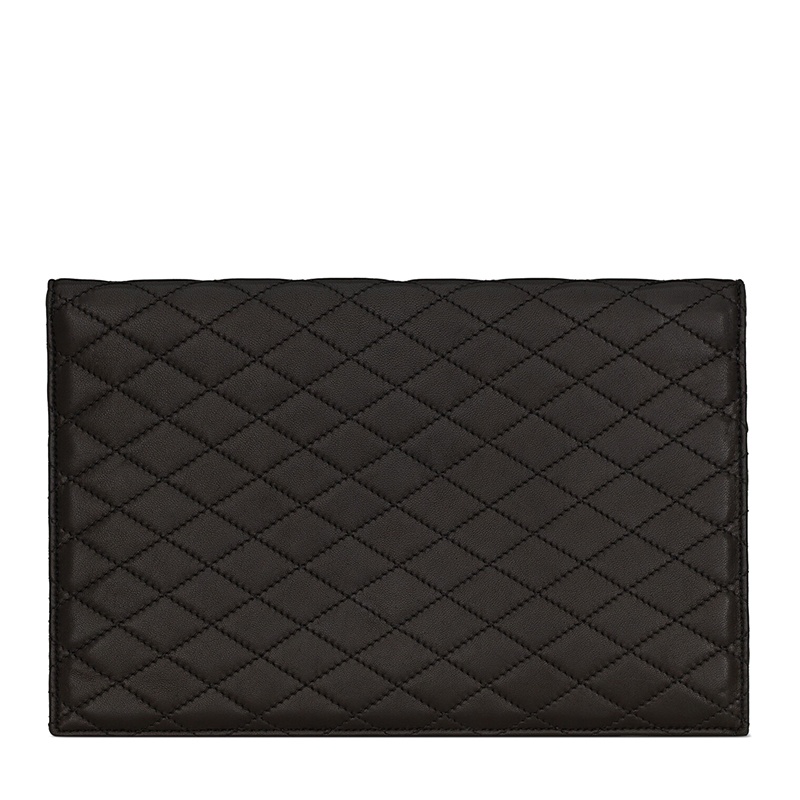 商品Yves Saint Laurent|SAINT LAURENT PARIS/圣罗兰 YSL 22春夏新款GABY系列 女士黑色绗缝小羊皮双翻盖金扣金链手拿链条包,价格¥6369,第4张图片详细描述
