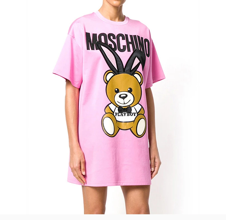 商品[国内直发] Moschino|Moschino 莫斯奇诺 女士粉色长款短袖T恤衫 EA0428-0541-1208,价格¥3065,第5张图片详细描述