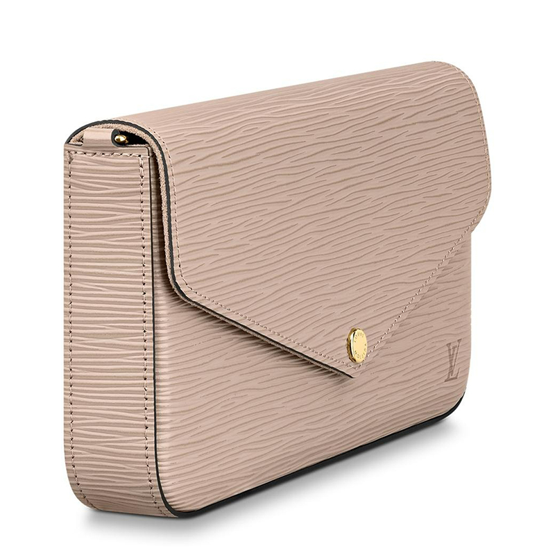 商品Louis Vuitton|预售十天 Louis Vuitton/路易威登 22春夏新款FÉLICIE系列 女士象灰色水波纹牛皮革徽标印花金扣金链配可拆卸贴袋翻盖开合单肩斜挎手拿链条信封包M68758,价格¥10797,第3张图片详细描述