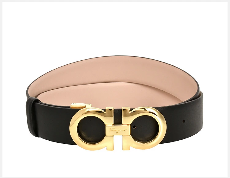 商品[国内直发] Salvatore Ferragamo|Salvatore Ferragamo 菲拉格慕 女士裸色牛皮十字纹金扣双面可调式GANCINI腰带 23-A564-18CALFNBIS【包装随机，部分无包装盒】,价格¥2024,第4张图片详细描述