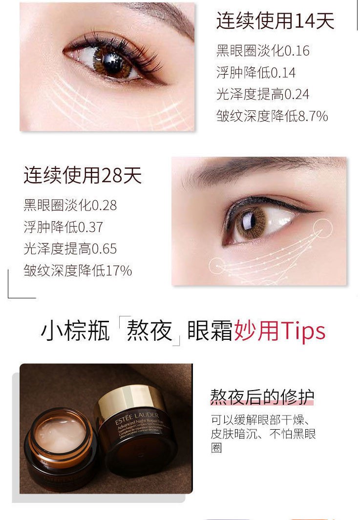 商品[国内直发] Estée Lauder|(Estee Lauder)雅诗兰黛小棕瓶眼霜5ml 精华修护眼肌 抗蓝光抗皱 淡黑眼圈 提拉紧致 改善眼袋,价格¥60,第5张图片详细描述
