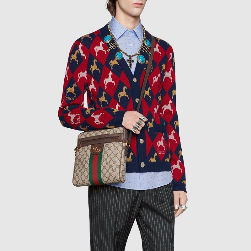 商品Gucci|GUCCI/古驰 Ophidia系列小号GG男士邮差包单肩包 ‎547926 96IWT 8745,价格¥9663,第6张图片详细描述