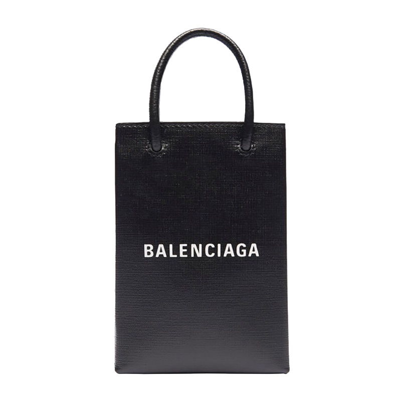 商品Balenciaga|Balenciaga/巴黎世家 秋冬新款 黑色纹理小牛皮购物手机袋斜挎手提包5938260AI2N1000,价格¥7023,第2张图片详细描述