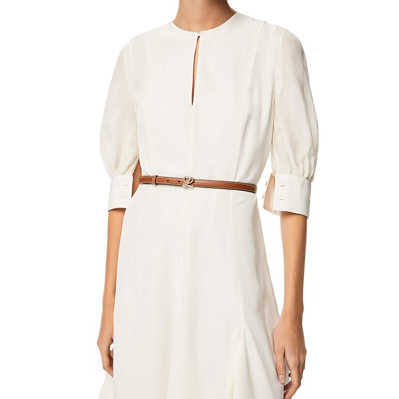 商品Loewe|罗意威（LOEWE）女士棕褐色/金色光滑牛皮革L型金扣腰带15毫米,价格¥2496,第3张图片详细描述