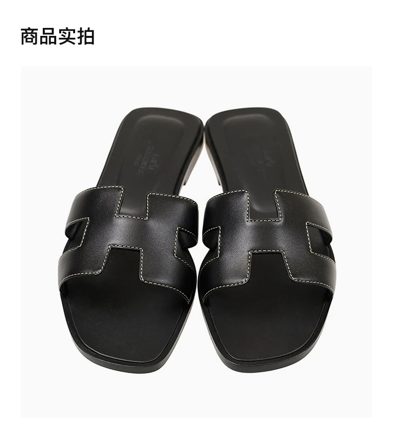 商品[国内直发] Hermes|HERMèS 黑色女士露趾平底拖鞋 SANDAL8937NEW,价格¥6752,第4张图片详细描述