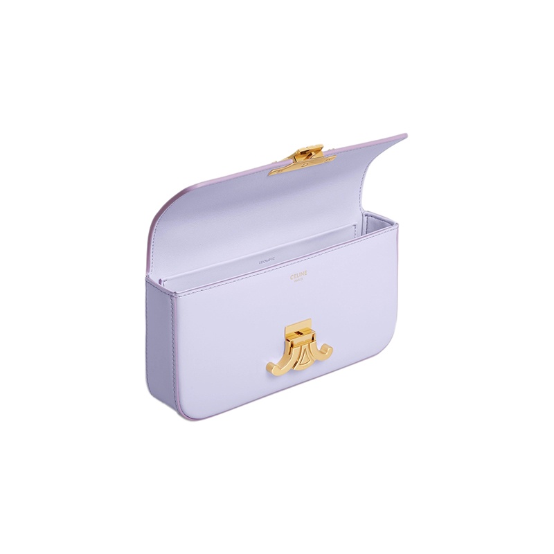 商品Celine|赛琳 23新款 女士薰衣草紫色缎面小牛皮金属扣单肩链条包,价格¥19782,第4张图片详细描述