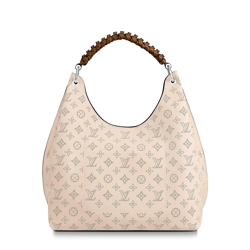 商品Louis Vuitton|预售10天 Louis Vuitton/路易威登 22春夏新款CARMEL系列 女士奶油色老花穿孔小牛皮饰可拆卸吊饰银扣单肩手提流浪HOBO包M53188,价格¥33941,第3张图片详细描述