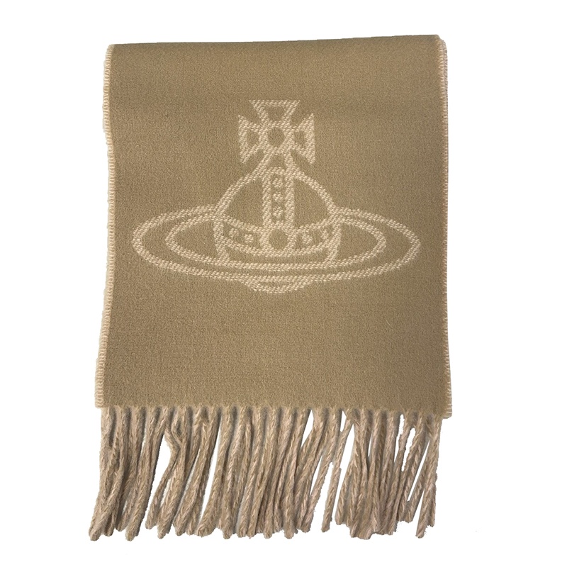 商品Vivienne Westwood|Vivienne Westwood西太后 男女通用驼色羊毛制流苏围巾,价格¥760,第2张图片详细描述