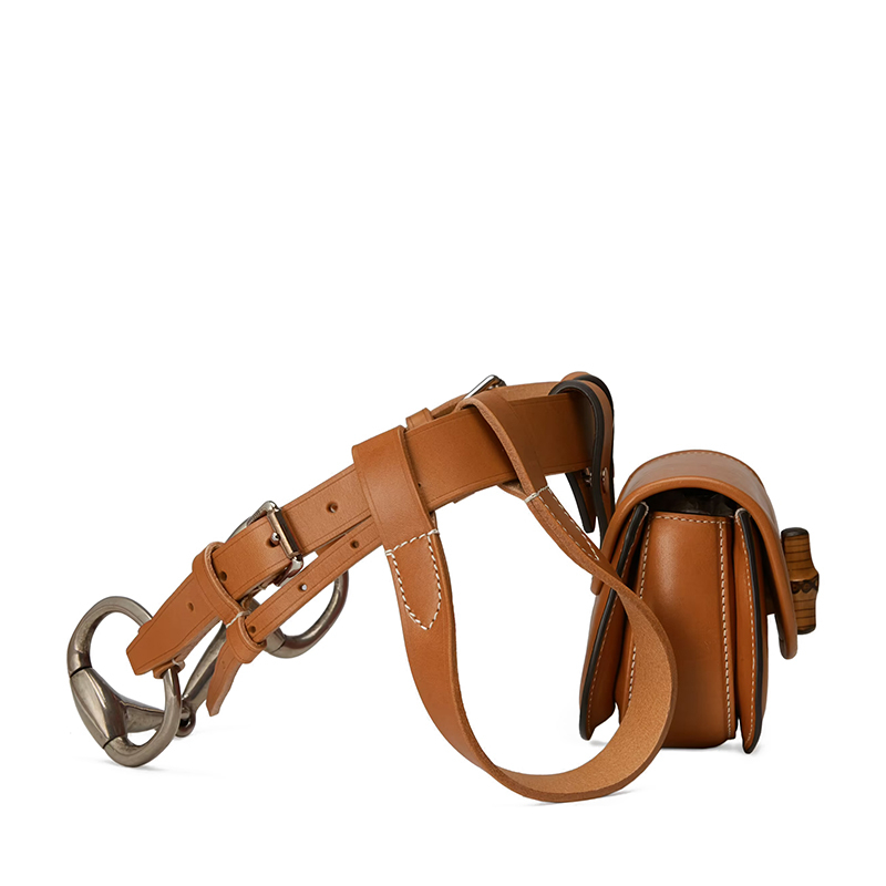 商品Gucci|GUCCI/古驰 22春夏新款 女士迷你棕色皮革多功能迷你腰包手提单肩竹节包681137UN5AN2176,价格¥19269,第5张图片详细描述