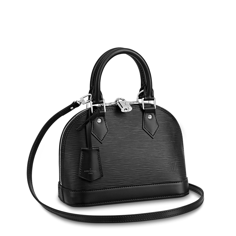 商品Louis Vuitton|预售10天 Louis Vuitton/路易威登 经典款ALMA BB系列 女士黑色水波纹牛皮革银扣银锁配可拆卸肩带拉链开合单肩斜挎手提包M40862,价格¥13786,第2张图片详细描述