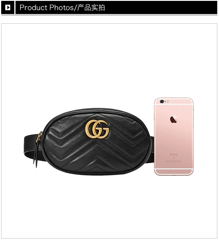 商品[国内直发] Gucci|GUCCI 古驰 女士黑色皮革腰包 476434-DSVRT-1000,价格¥6402,第13张图片详细描述