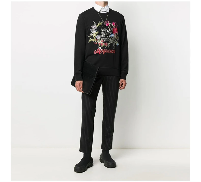 商品Alexander McQueen|ALEXANDER MCQUEEN 亚历山大·麦昆 男士黑色棉质针织衫/毛衣 626588-QPZ75-0901,价格¥3355,第8张图片详细描述