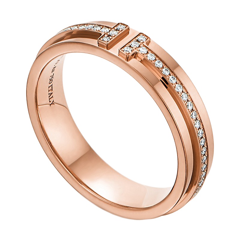 商品Tiffany & Co.|  Tiffany & Co./蒂芙尼 18K金 玫瑰金 镶钻窄式戒指GRP09678,价格¥32188,第2张图片详细描述