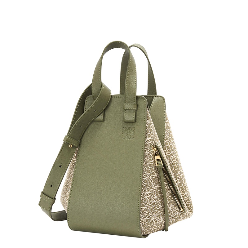 商品Loewe|Loewe/罗意威 22春夏新款Hammock系列 女士小号牛油果绿色提花布和牛皮革拼接可手提单肩斜挎吊床包 A538S35X43-4364,价格¥18769,第2张图片详细描述