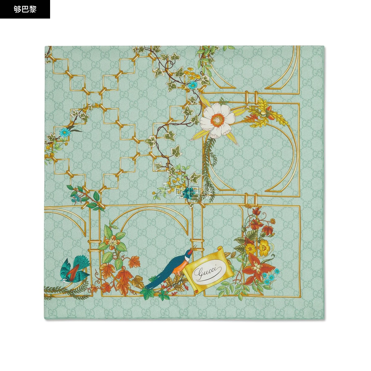 商品Gucci|【预售】 古驰 24秋冬 女士 丝巾 印花真丝方巾 777066 3G001 3900,价格¥4548,第6张图片详细描述