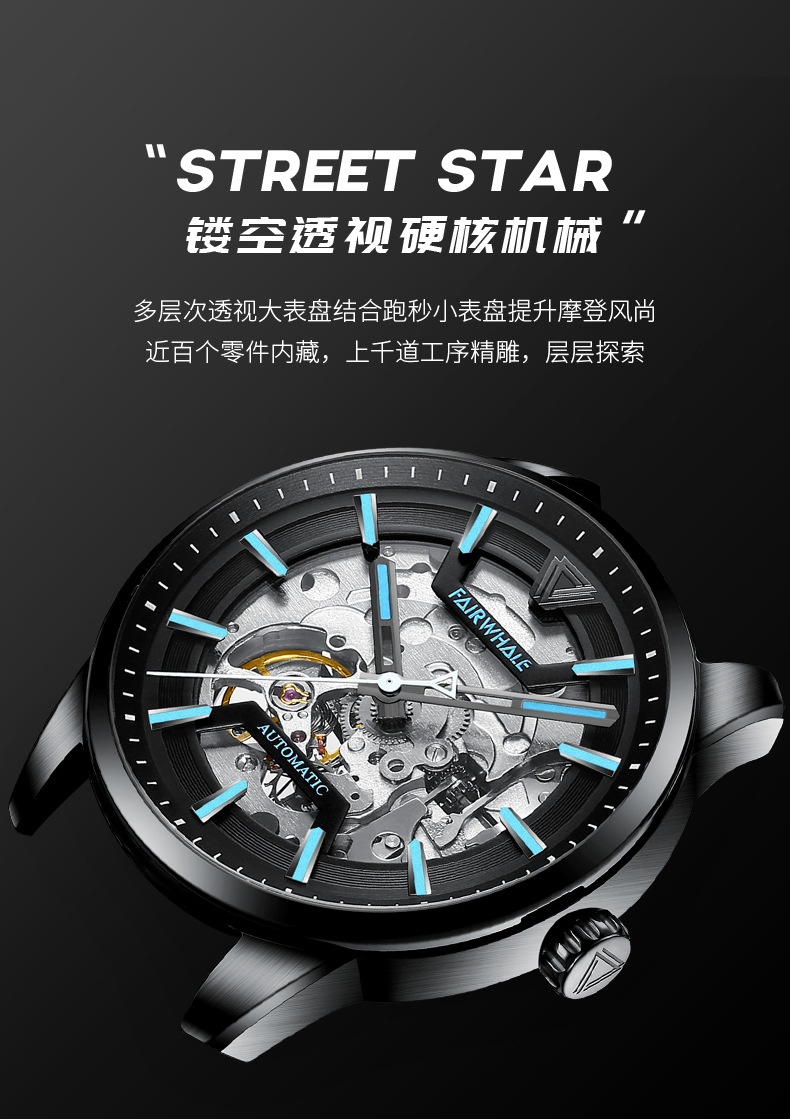 商品[国内直发] Mark Fairwhale|马克华菲品牌国产新款手表男士自动机械表二战男表防水精钢名牌表,价格¥589,第12张图片详细描述