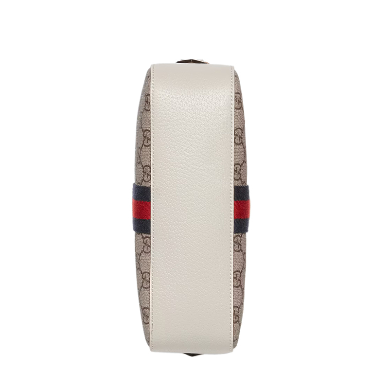 商品Gucci|GUCCI/古驰 22春夏新款Ophidia系列 男女同款米色/乌木色帆布白色皮革滚边金扣斜跨单肩相机包68106496IWT9794,价格¥9260,第7张图片详细描述