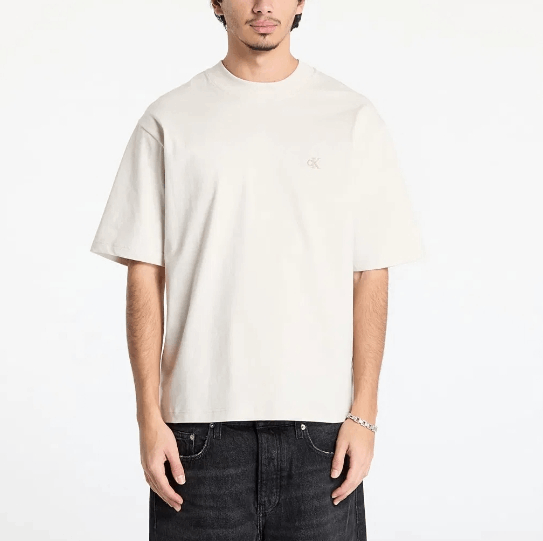 商品Calvin Klein|圆领宽松刺绣短袖T恤 男款 黑色灰白色（香港仓发货）,价格¥357,第5张图片详细描述