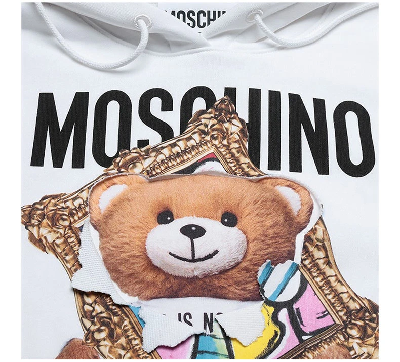 商品Moschino|MOSCHINO 女士白色印花棉质连帽卫衣 DA1710-0427-1001,价格¥1448,第7张图片详细描述