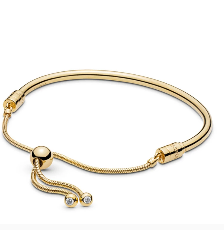 商品PANDORA|PANDORA 潘多拉 金色MOMENTS PANDORA SHINE 滑动手镯 567953CZ-1,价格¥513,第4张图片详细描述