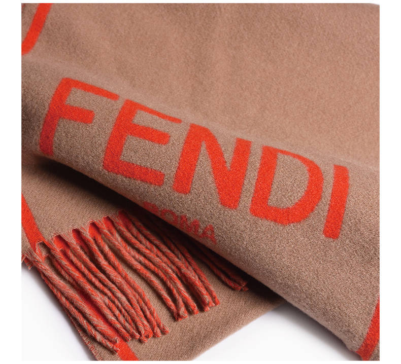 商品Fendi|FENDI 女士拼色羊绒围巾 FXT322-AEOR-F1G9B,价格¥3685,第8张图片详细描述